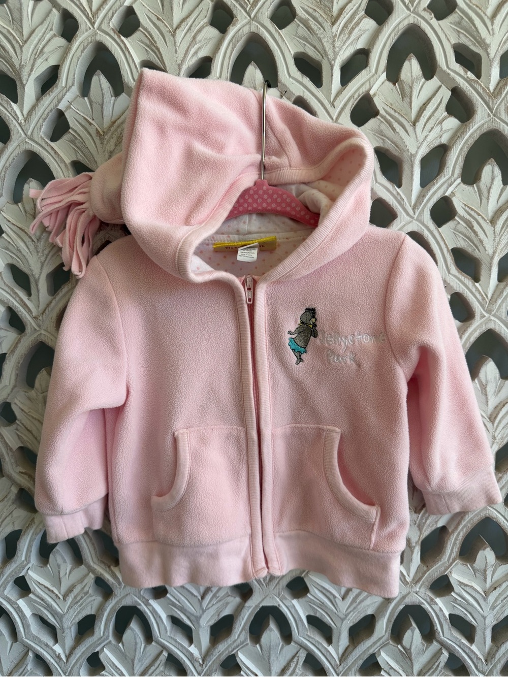Hanna-Barbera Jellystone Park Baby Pink Fleece Hoodie 3-6M Vintage Cartoon